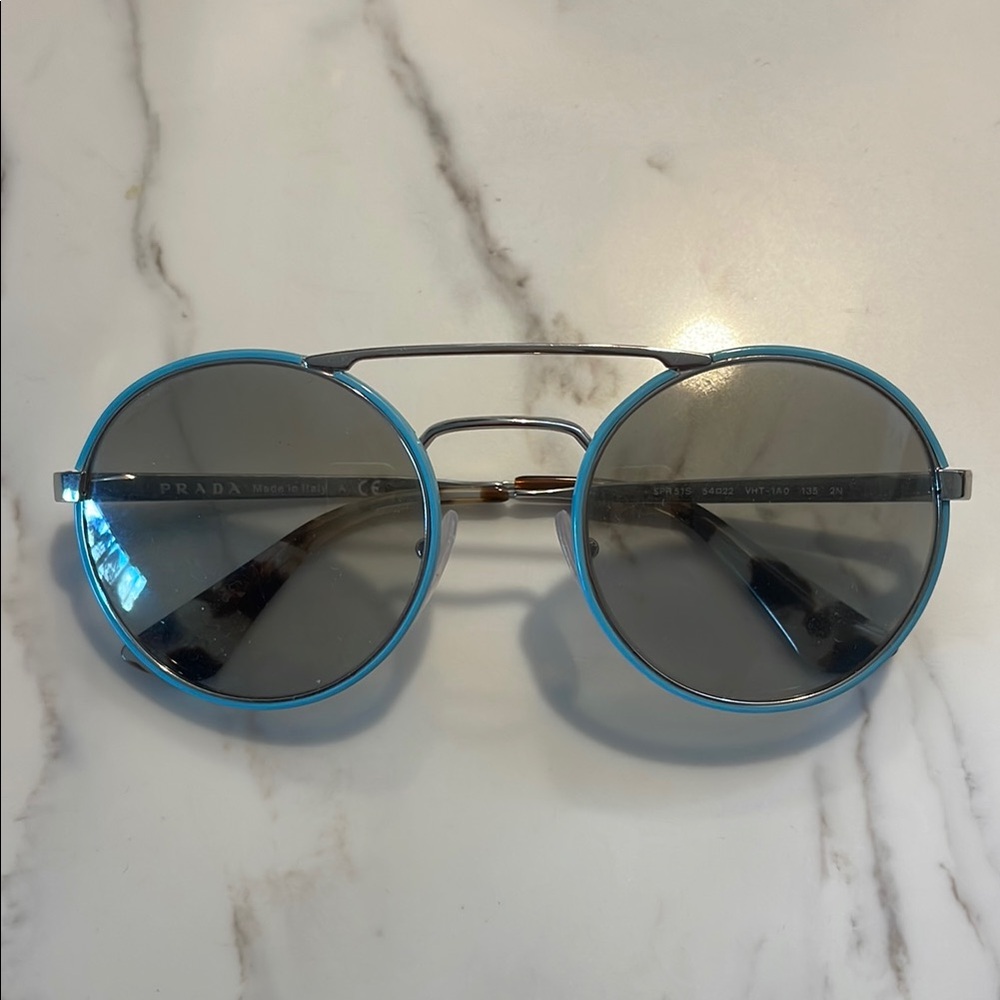 Prada Blue Round Sunglasses